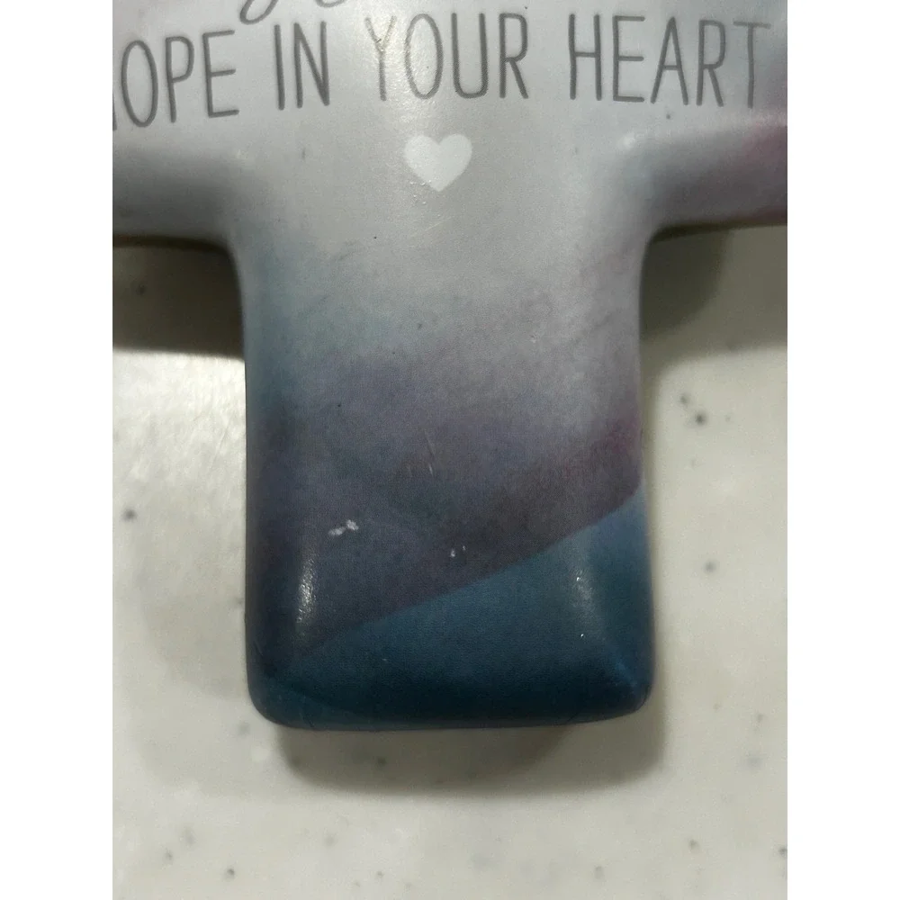 DEMDACO Artful Cross Hope In Your Heart Watercolor Keepsake with Key & Tassel